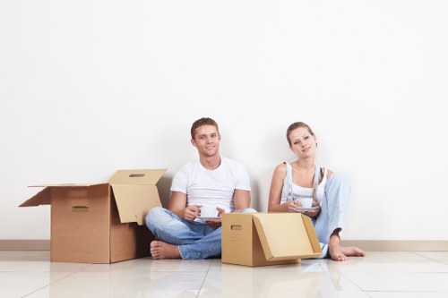 Packed boxes and home contents prepared for removals in West London